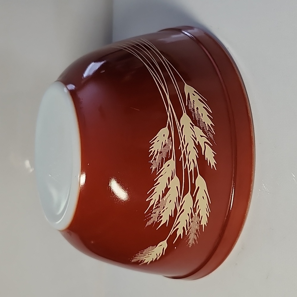 Vintage Pyrex Autumn Harvest Wheat mixing bowl 402-1.5qt USA oven ware wh…